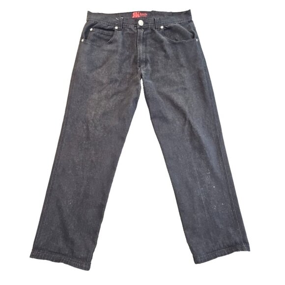 RK Jeans Co Premium Denim Jeans Men's W40 L34 Wide Leg Relaxed Dark EUC - Picture 1 of 12